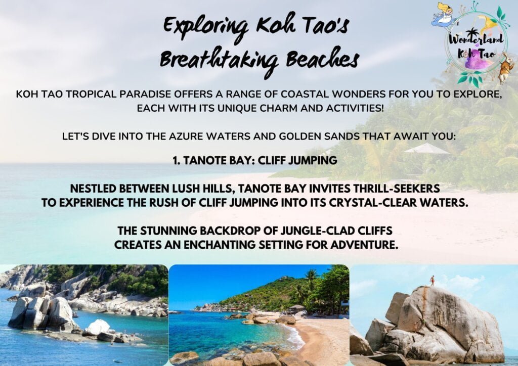 Tanote Bay cliff jumping rock with boulders and blue water Koh Tao | Wonderland Jungle Hostel